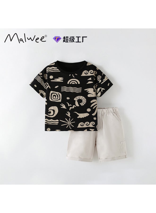 Boys Two-piece Summer Short Sleeve European And American Children Round Neck T-shirt Suit