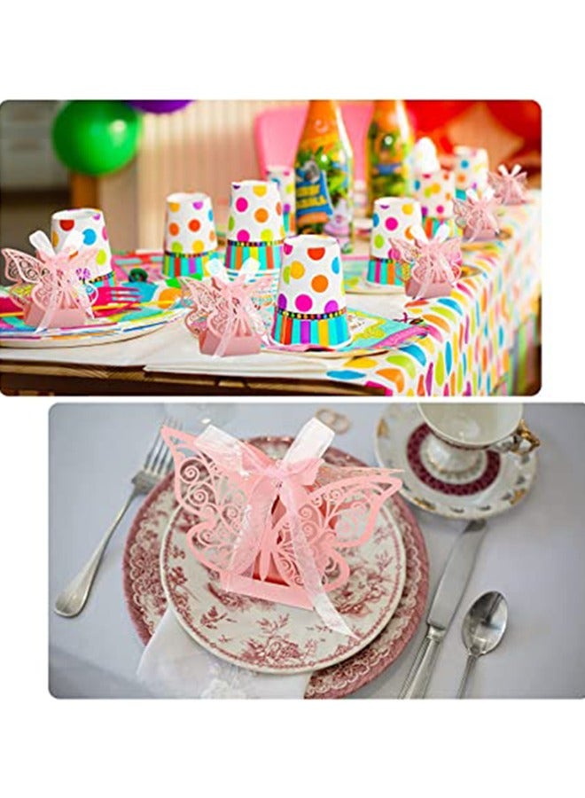 Loquat 20 Pieces erfly Laser Cut Favor Boxes Cookie Present Boxes with Ribbons Cute Chocolate Box for Wedding Girl Bridal Birthday Party Baby Shower Favors Decoration Supplies (Pink) - Image 2