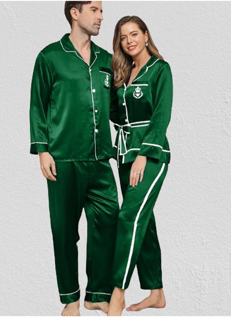 Generic - Couple satin Pajamas Set with long sleeves - Image 1