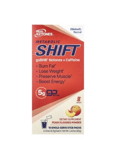 Real Ketones Real Ketones, Metabolic Shift, Peach, 10 Single-Serve Stick Packs, 0.24 oz (6.9 g) Each  - Image 1