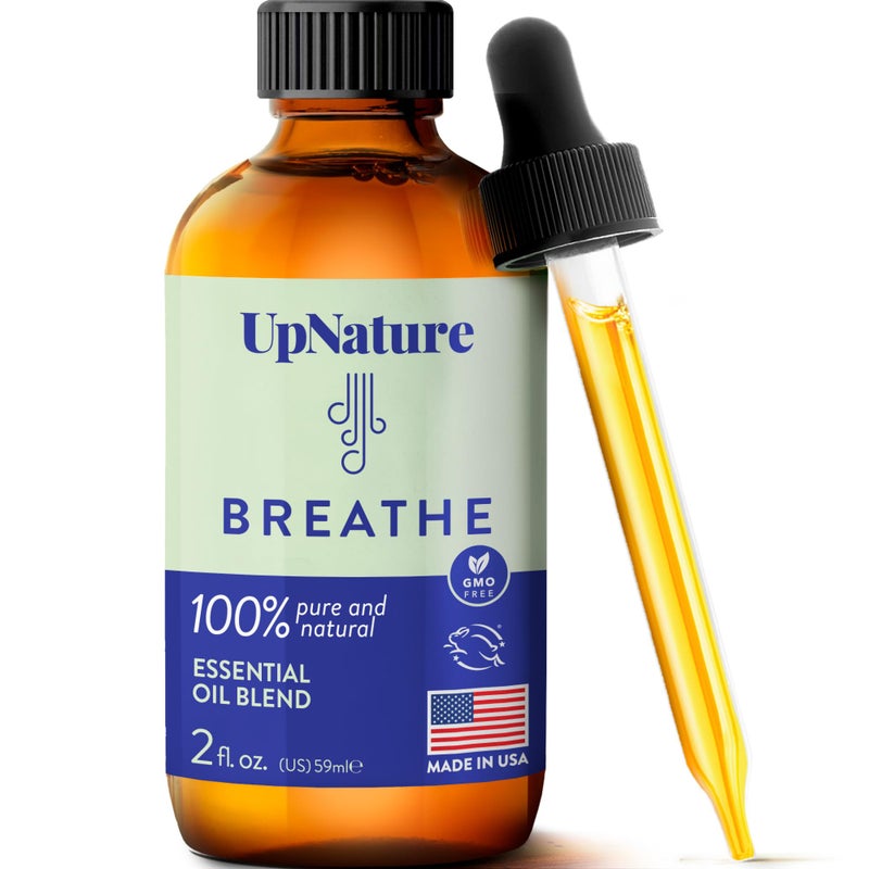 UpNature Breathe Essential Oils Blend (Large 2oz) Essential Oils for Diffusers for Home Humidifier Vaporizer Liquid, Eucalyptus and Menthol Blend, Aromatherapy Oils - Image 1