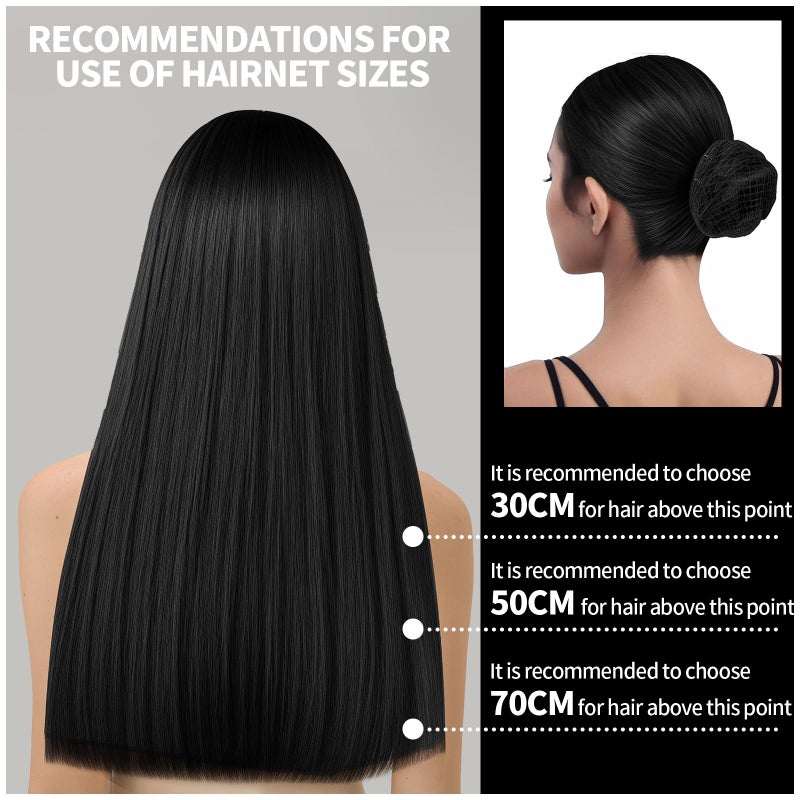 Teenitor Invisible Elastic Hair Nets with Bobby Pins for Ballerina Buns - 40 Black Nets (12, 20, 28 Inch) and 80 Pins - Image 5