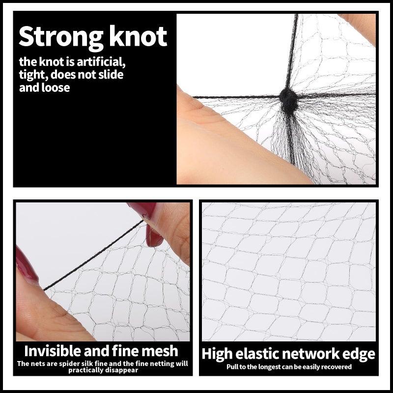 Teenitor Invisible Elastic Hair Nets with Bobby Pins for Ballerina Buns - 40 Black Nets (12, 20, 28 Inch) and 80 Pins - Image 4