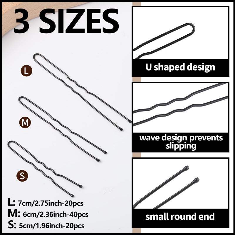 Teenitor Invisible Elastic Hair Nets with Bobby Pins for Ballerina Buns - 40 Black Nets (12, 20, 28 Inch) and 80 Pins - Image 3