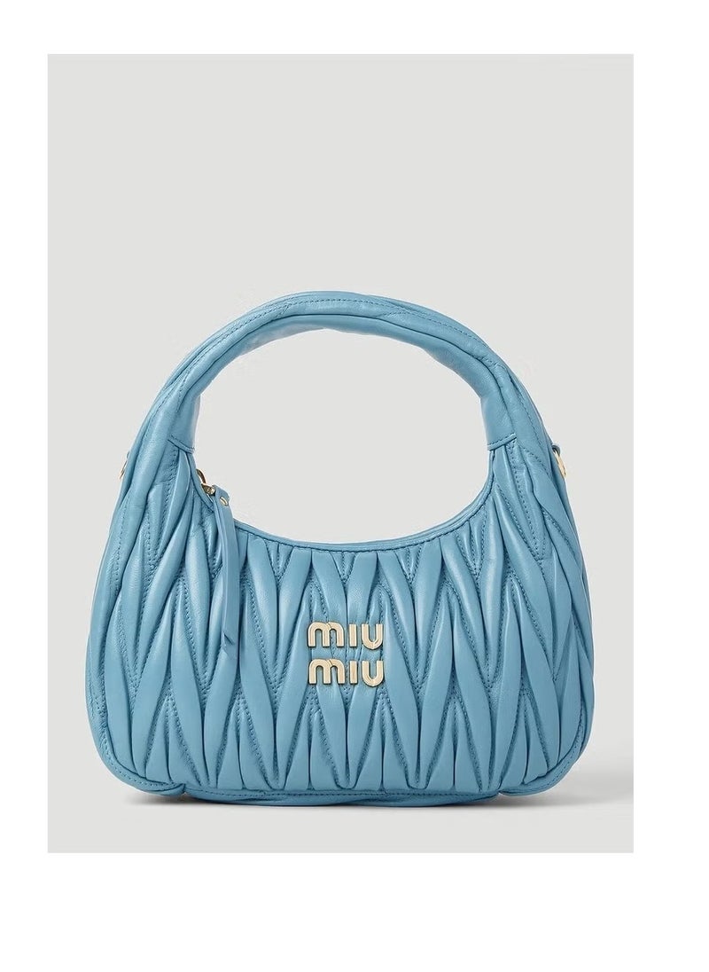 Miu Miu Wander quilted nappa leather hobo Crossbody Shoulder Bag Blue  - Image 1