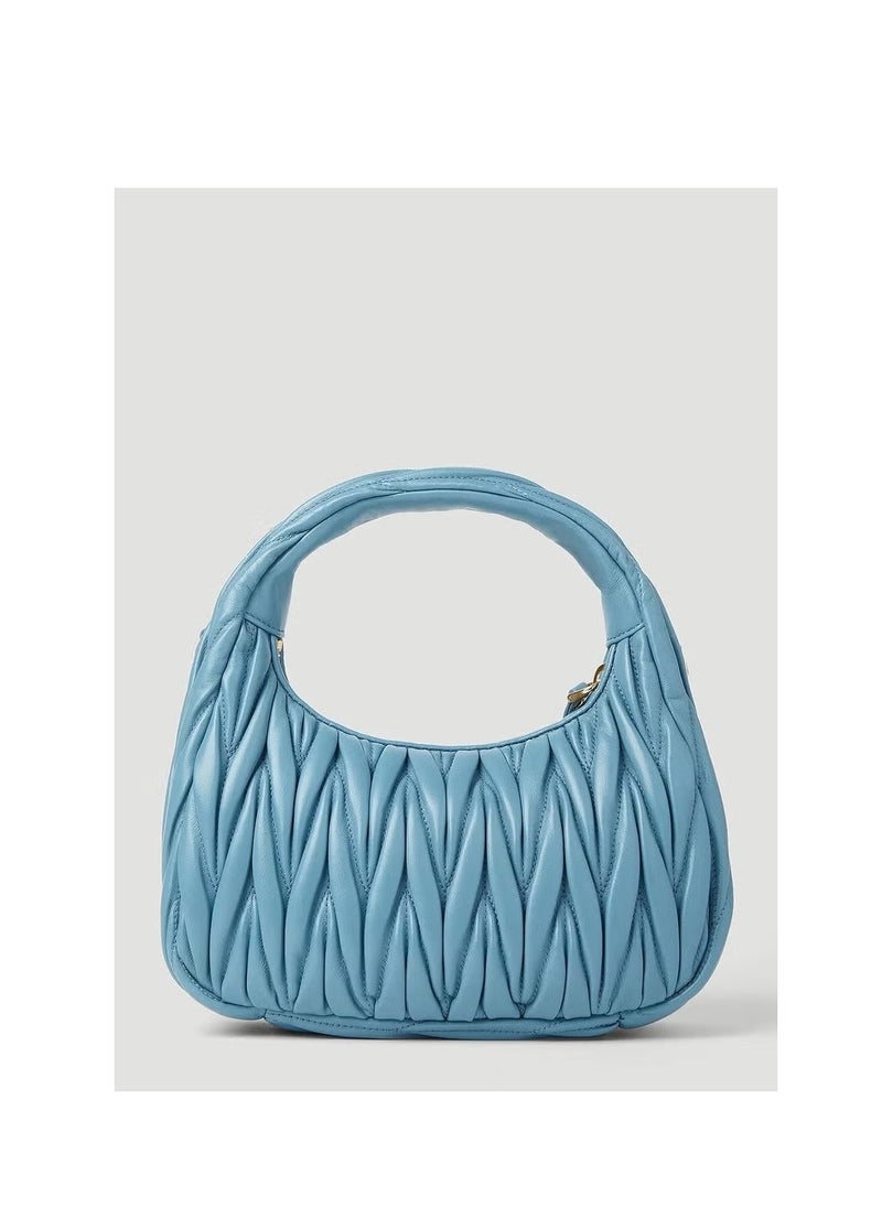 Miu Miu Wander quilted nappa leather hobo Crossbody Shoulder Bag Blue  - Image 3