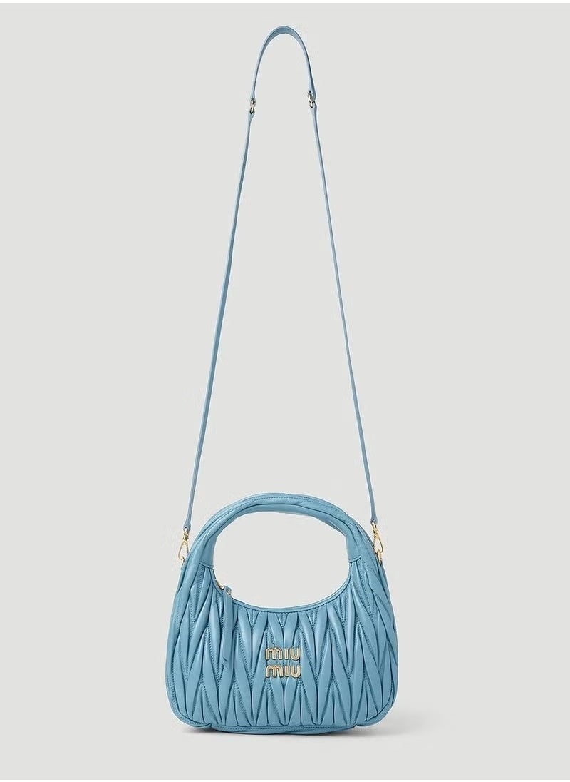 Miu Miu Wander quilted nappa leather hobo Crossbody Shoulder Bag Blue  - Image 4