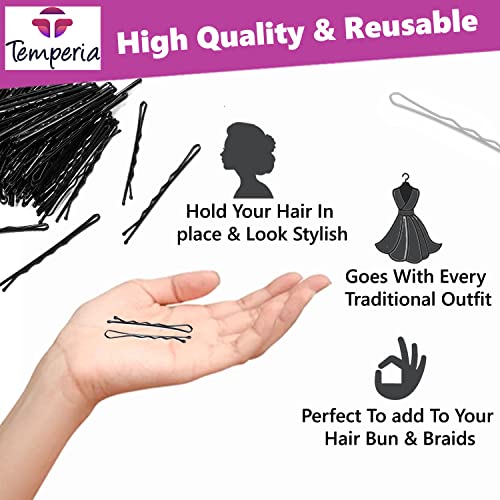 Temperia Bobby Hair Pins for Women & Girls (Pack of 100) (Small Pins - 5 cm) | Stylish Bob Hairpins for Hairstyling | Hair Styling Accessories Clips (Black) - Image 5