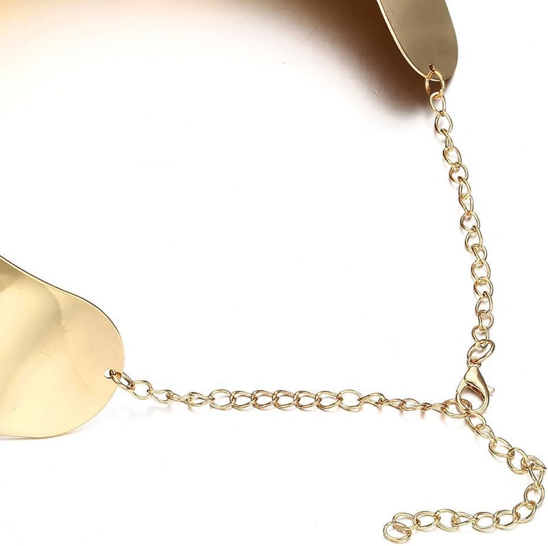 Excefore African Necklaces for Women Gold Hoop Earrings Set, Chunky Gold Silver Choker Necklace, Statement Egyptian Jewelry for Women Men, Gold Costume Jewelry Sets - Necklace Jewelry Gift for Girls - Image 4