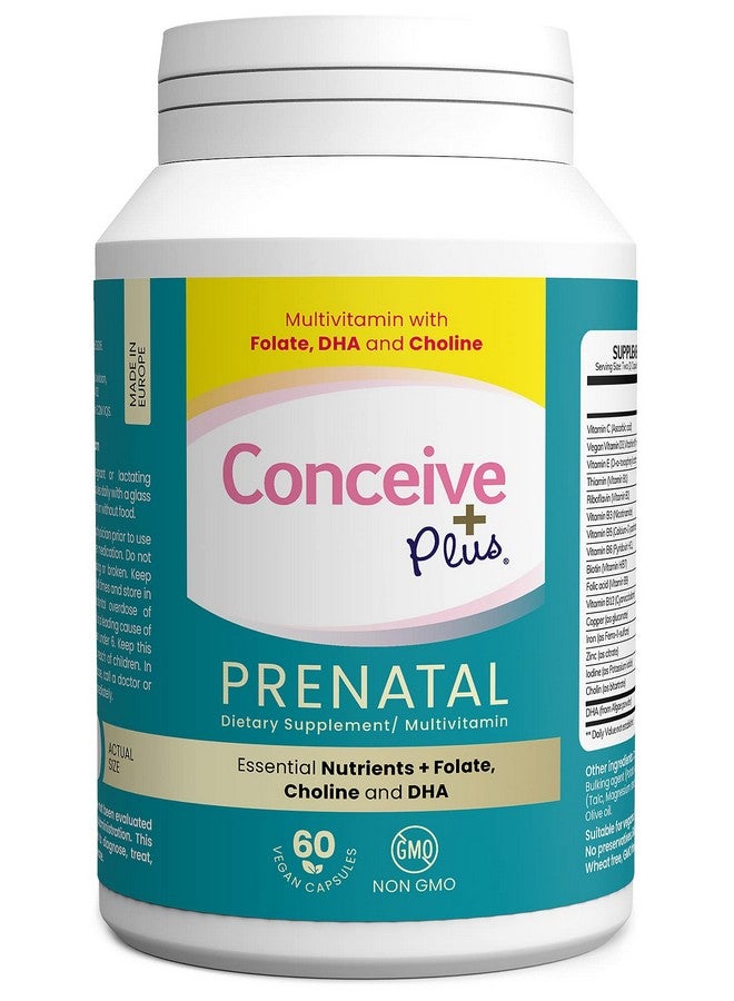 Conceive Plus فيتامينات ما قبل الولادة DHA كولين + حمض الفوليك للحمل الصحي غير معدلة وراثيًا 30 يومًا إمداد 60 كبسولة - Image 5