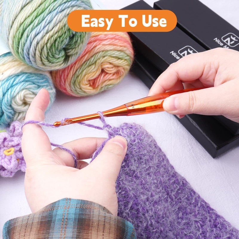 BsHooker 3mm Crochet Hook,Inline Crochet Hook with Ergonomic Acrylic Handle for Arthritic Hands,Extra Long Knitting Needles for Crocheting Yarn,Stainless Steal Polished Hook Head for Beginner - Image 5