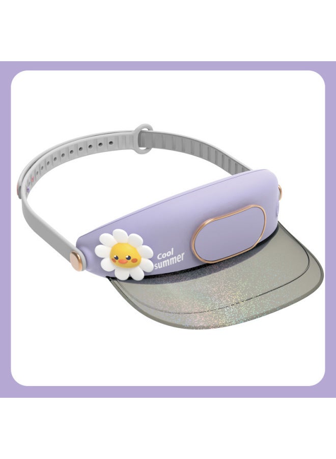 general Summer Mini Fan Cute Pet Small Fan Bladeless USB Charging Hanging Neck Fan Portable Silent Fan-Color:Gl132 【flower Duck】 Hat Fan - Image 1