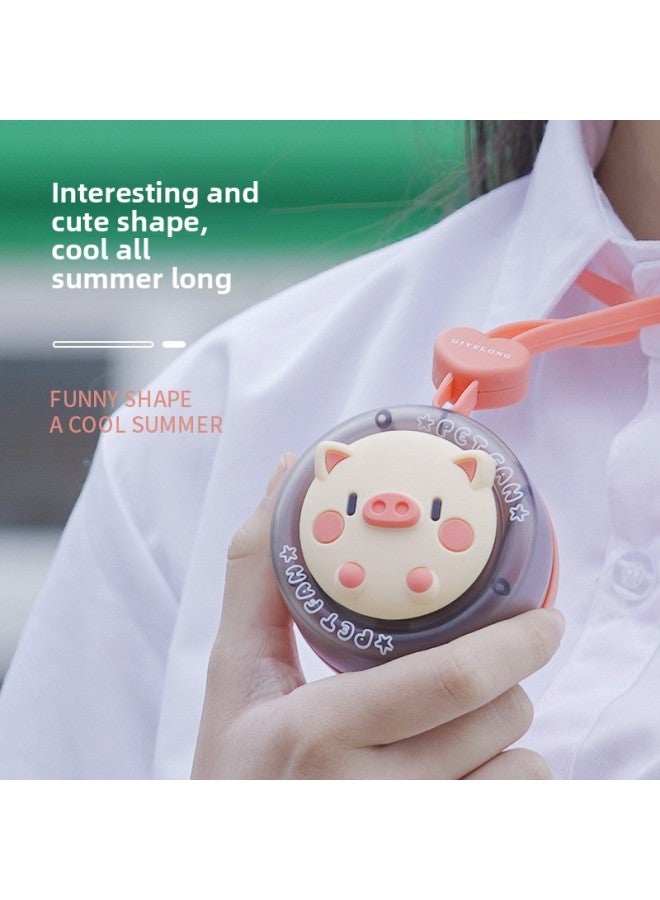 general Summer Mini Fan Cute Pet Small Fan Bladeless USB Charging Hanging Neck Fan Portable Silent Fan-Color:Gl132 【flower Duck】 Hat Fan - Image 5