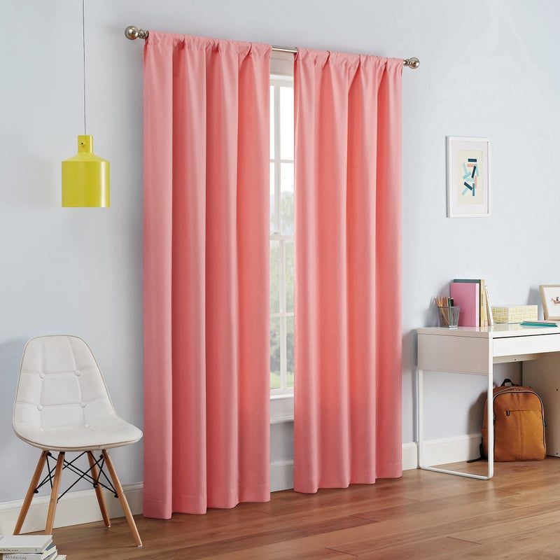 ECLIPSE Kendall Modern Blackout Thermal Rod Pocket Window Curtain for Bedroom or Living Room 1 Panel 42 x 95 Coral