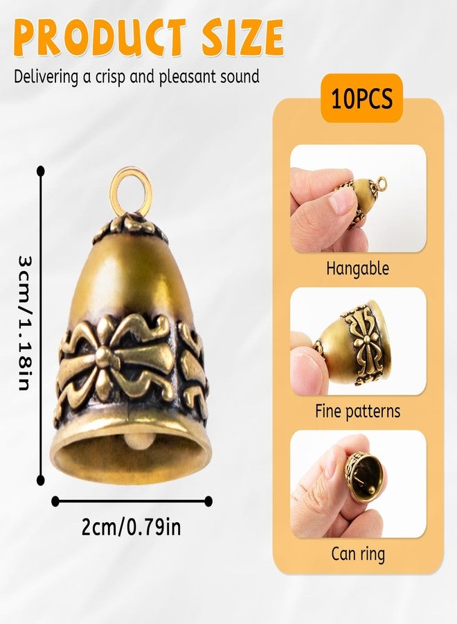 GTILE 10 PCS Small Bells Vintage Brass Hanging Bells, Pendant Copper Bell for Home Decorations, Wind Chimes Craft Bells for Door, Crafting Keychain (Brass Color) - Image 2
