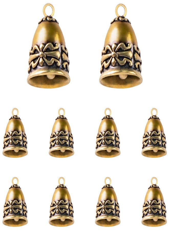 GTILE 10 PCS Small Bells Vintage Brass Hanging Bells, Pendant Copper Bell for Home Decorations, Wind Chimes Craft Bells for Door, Crafting Keychain (Brass Color) - Image 1
