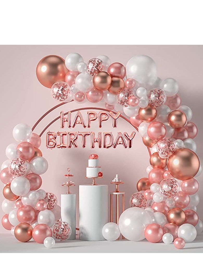 xppier 123 pcs Rose Gold Theme Balloons, Birthday Party Decoration Set  - Image 1