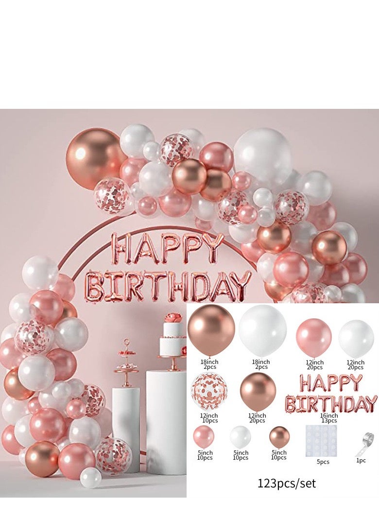 xppier 123 pcs Rose Gold Theme Balloons, Birthday Party Decoration Set  - Image 2