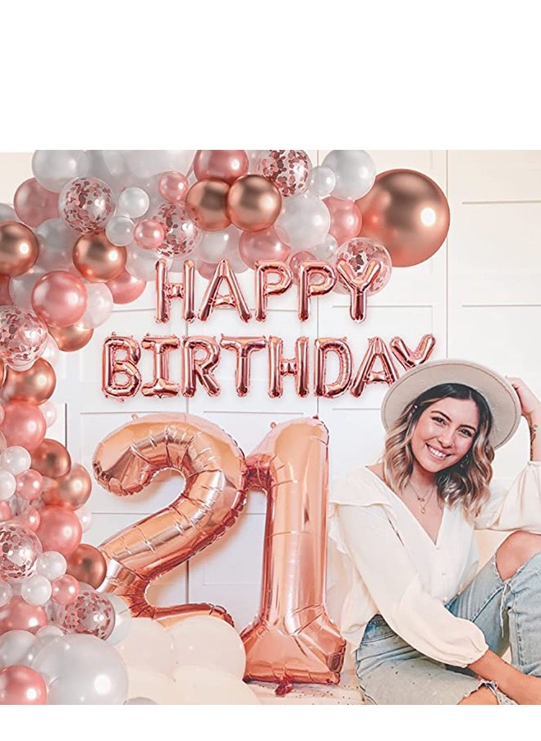 xppier 123 pcs Rose Gold Theme Balloons, Birthday Party Decoration Set  - Image 5