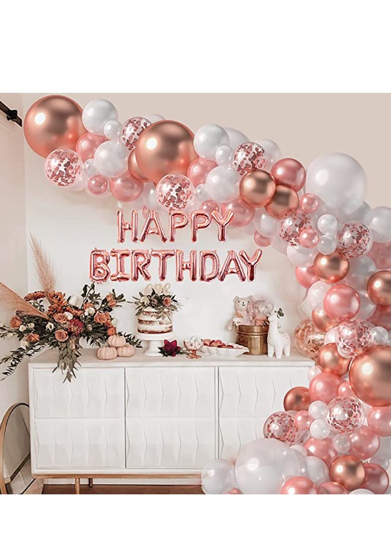 xppier 123 pcs Rose Gold Theme Balloons, Birthday Party Decoration Set  - Image 3