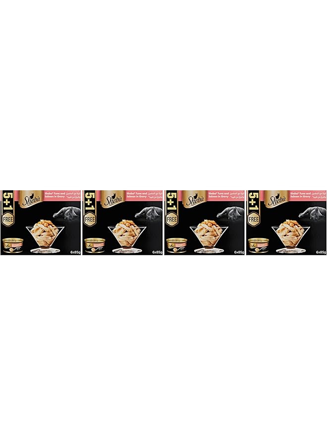 Sheba Cat Food Tuna And Salmon Can Made From Natural Ingredients With Essential Vitamins And Minerals This Wet Food Is Made With A Grain Free Formula Suitable For Sensitive Cats Pack Of 24X85G - Image 1