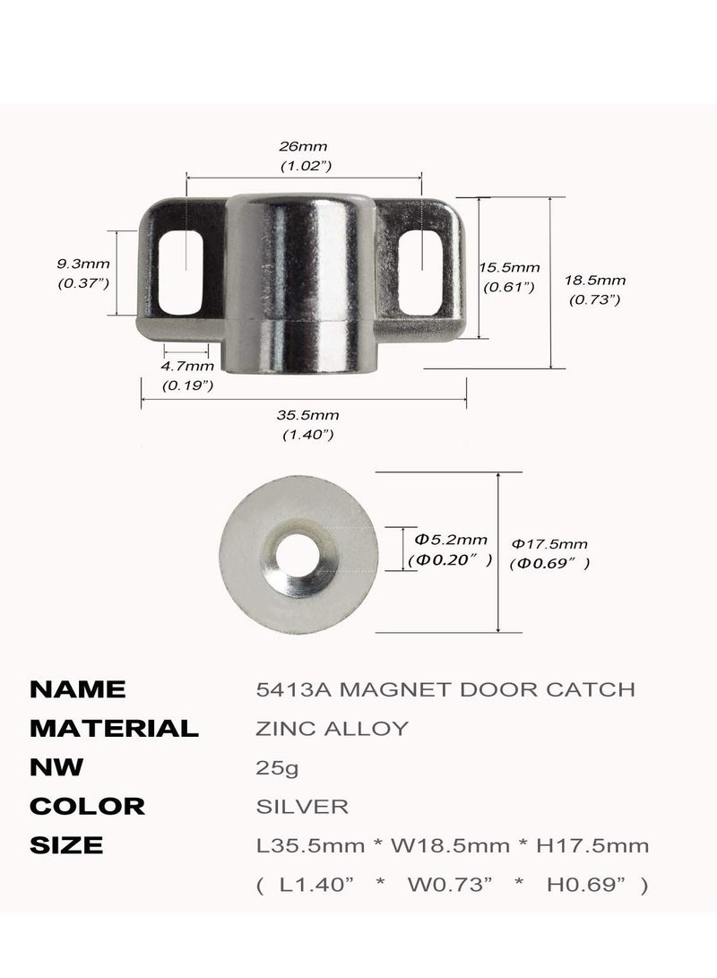 Cobest Magnetic Cabinet Door Catch with Magnets for Cabinet Door Latch Closer Cabinet Magnetic Catch for Kitchen Closet Door Closing Magnetic Door Catch Closer 4 Pack Silver Color - Image 5