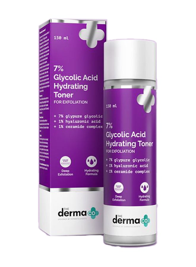 The Derma Co . 7% Glycolic Acid Hydrating Toner Hyaluronic Acid & Ceramide Complex For Glowing Skin Multi-Purpose Exfoliating Toner For Face,Body,Underarms & Scalp LotionI For Dull & Uneven Skin150Ml - Image 1