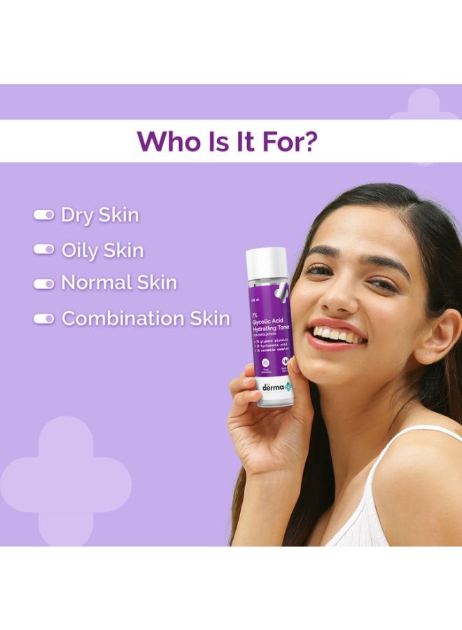 The Derma Co . 7% Glycolic Acid Hydrating Toner Hyaluronic Acid & Ceramide Complex For Glowing Skin Multi-Purpose Exfoliating Toner For Face,Body,Underarms & Scalp LotionI For Dull & Uneven Skin150Ml - Image 2