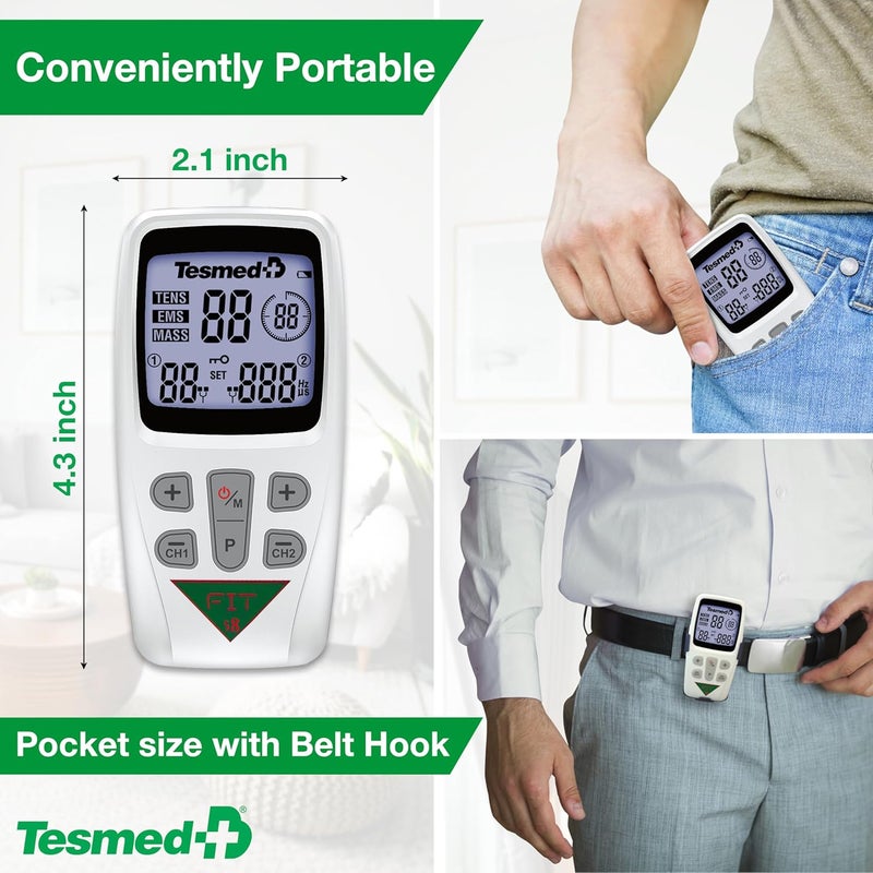 Tesmed جهاز تحفيز العضلات TESMED Fit 58 لتدليك EMS TENS 3 وظائف في 1 22 برنامج 6 منها قابلة للتخصيص مثالي لتخفيف الألم وتحفيز عضلات البطن والأرداف والصدر - Image 3