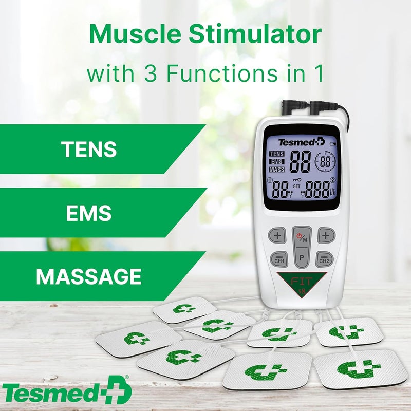 Tesmed جهاز تحفيز العضلات TESMED Fit 58 لتدليك EMS TENS 3 وظائف في 1 22 برنامج 6 منها قابلة للتخصيص مثالي لتخفيف الألم وتحفيز عضلات البطن والأرداف والصدر - Image 2
