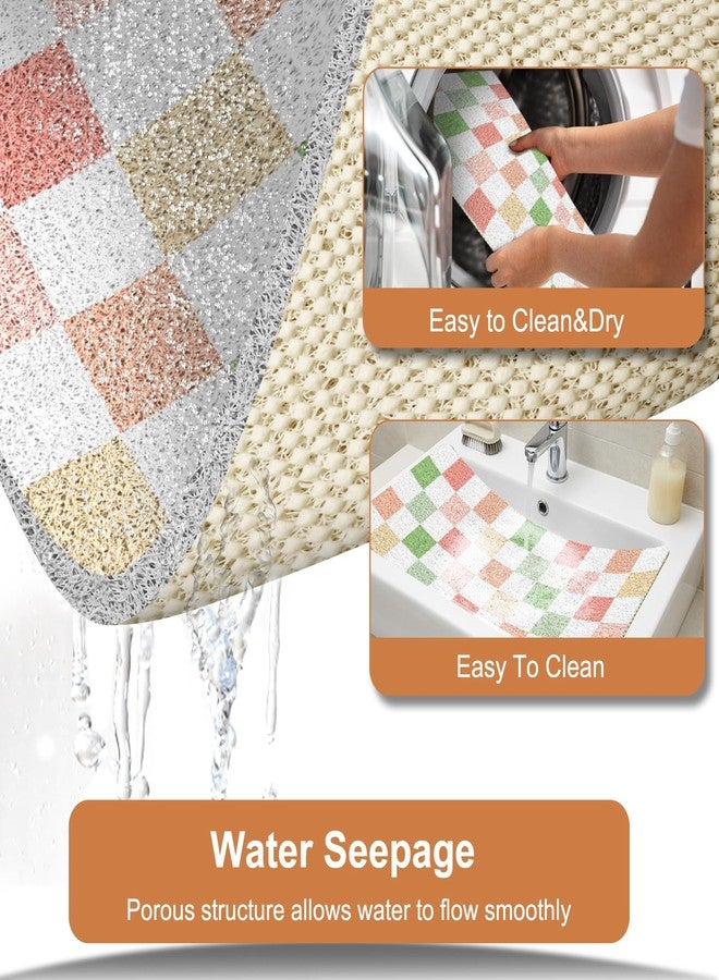 BLESWIN Loofah Mats for Shower 24"x16", PVC Bath Mat for Inside Shower, Bath Mat for Tub Non Slip, Checkered Shower Quick Dry Mats with Drain Hole, Colorful Checkered - Image 4