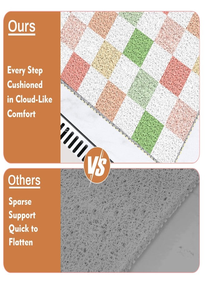 BLESWIN Loofah Mats for Shower 24"x16", PVC Bath Mat for Inside Shower, Bath Mat for Tub Non Slip, Checkered Shower Quick Dry Mats with Drain Hole, Colorful Checkered - Image 5