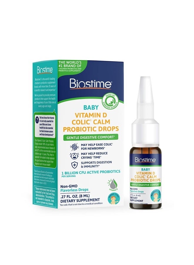 Biostime Colic Calm Baby Probiotic Vitamin D Drops for Infants & Newborns | Colic Baby Relief 1B CFU | Gripe Water Alternative | Newborn Gas Drops & Constipation Relief * | 32 Serving - Image 1
