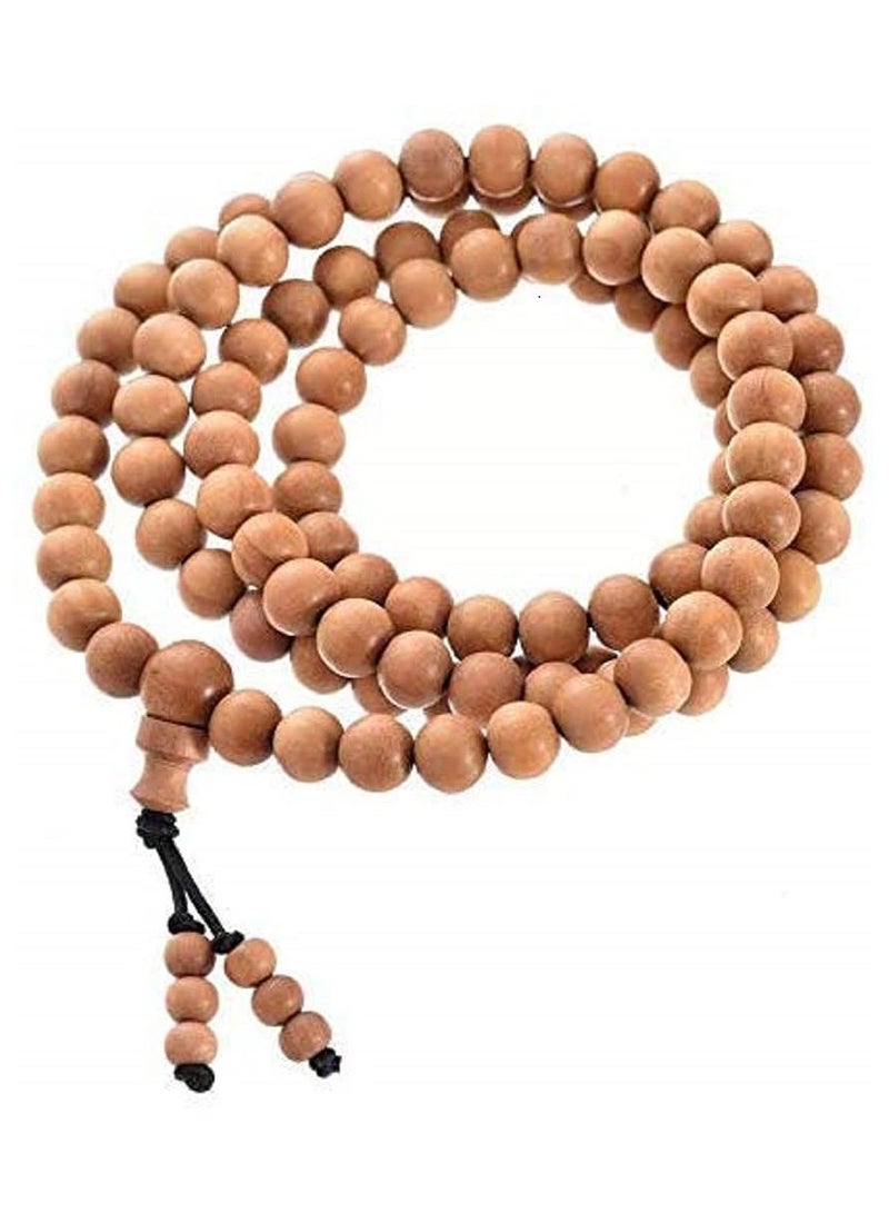 RDK Handcrafted Sandalwood Mala – 108+1 Beads, 8mm – Meditation & Prayer Rosary with Tassel - Image 1