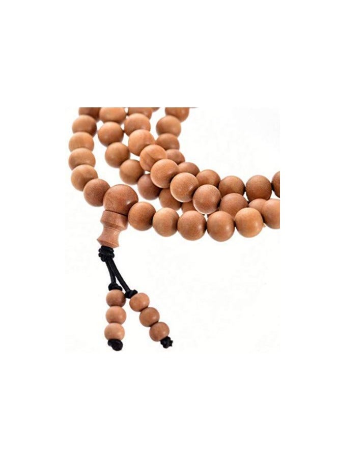 RDK Handcrafted Sandalwood Mala – 108+1 Beads, 8mm – Meditation & Prayer Rosary with Tassel - Image 2