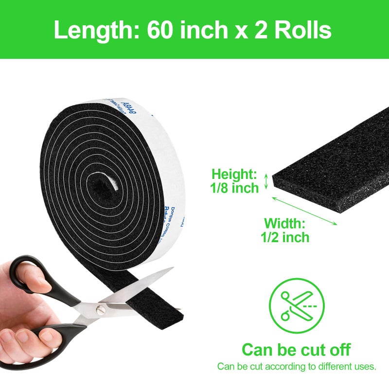 PremiFix Felt Strips with Adhesive Backing, Felt Tape with Adhesive Backing, Felt Furniture Strips 2 Pack Roll 1/2x 60 Inches Black, Felt Strips for Furniture - Image 5