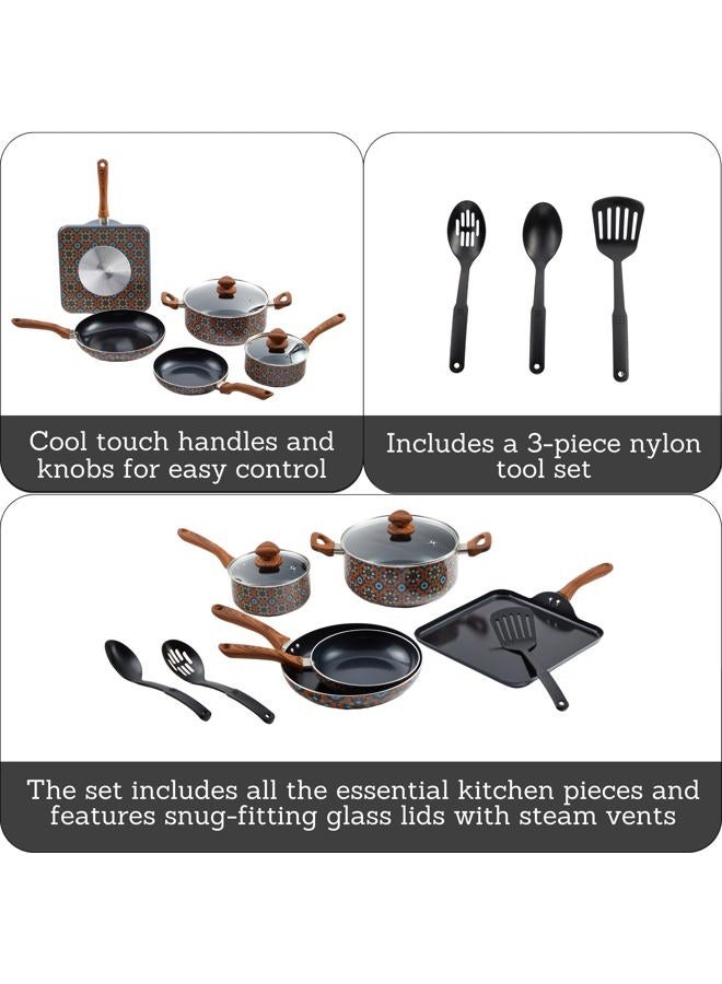 IMUSA 10pc Mexican Talavera Design Cookware Set with Tools - Image 2