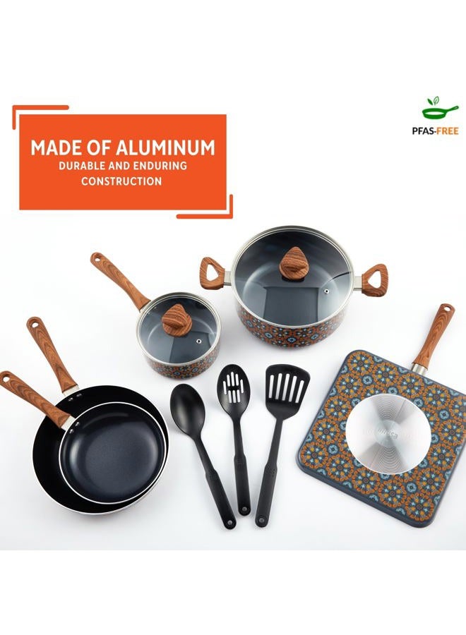 IMUSA 10pc Mexican Talavera Design Cookware Set with Tools - Image 3