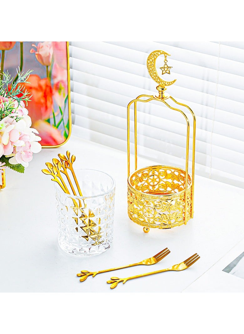 general Fruit Fork Set Household Stainless Steel Fruit Stick Fruit Holder Cute Dessert Cake Fork Storage Jar Set - Image 2