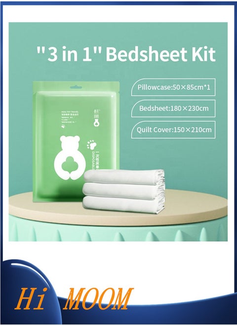 New Trend Portable Duvets Pillowcase Mattress Bedding Set Disposable Linen 3 in 1 Bed Sheets Cotton Set