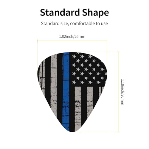 BBggyh Classic Guitar Picks (12-Pack) for Eectric Guitar, Acoustic Guitar, Mandolin And Bass (One Size, Thin Blue Line Flag) - Image 3