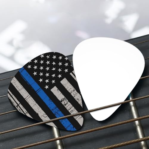 BBggyh Classic Guitar Picks (12-Pack) for Eectric Guitar, Acoustic Guitar, Mandolin And Bass (One Size, Thin Blue Line Flag) - Image 2