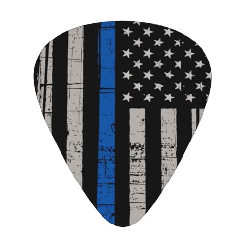 BBggyh Classic Guitar Picks (12-Pack) for Eectric Guitar, Acoustic Guitar, Mandolin And Bass (One Size, Thin Blue Line Flag) - Image 1