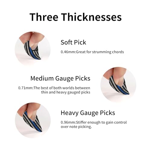 BBggyh Classic Guitar Picks (12-Pack) for Eectric Guitar, Acoustic Guitar, Mandolin And Bass (One Size, Thin Blue Line Flag) - Image 5