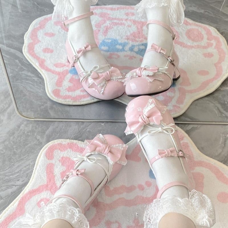 Small High Heel Shoes Ol Small Leather Shoes Sweetheart Itl With Girl A Sweet Princess Lo Shoes Skirt Cute Tower - Image 2