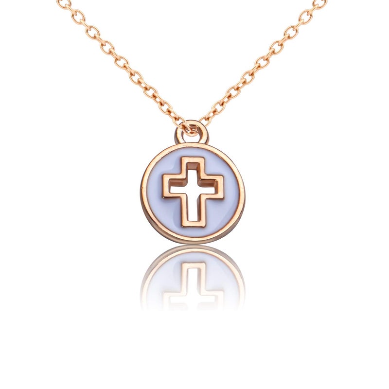 Aylifu 40pcs Round Enamel Cross Charms Alloy Crucifix Charm Pendants for Jewelry Making Bracelet Necklace,4 Colors - Image 5