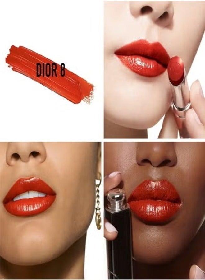 DIOR Addict Shine Lipstick - #8 Dior Red (3.2g)  Hydrating High-Shine Lip Color - Image 2