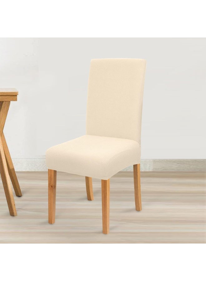 Beauenty Waterproof Dining Chair Covers Set of 4, Stretch High Back Chair Slipcovers for Dining Room, Washable Removable Chair Protector for Banquet, Kitchen, Party, Hotel (Beige-4Pcs) - Image 3