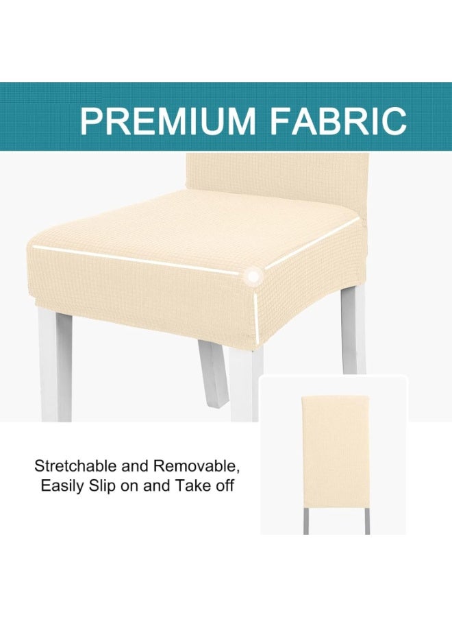 Beauenty Waterproof Dining Chair Covers Set of 4, Stretch High Back Chair Slipcovers for Dining Room, Washable Removable Chair Protector for Banquet, Kitchen, Party, Hotel (Beige-4Pcs) - Image 5