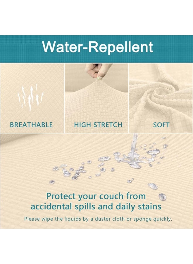 Beauenty Waterproof Dining Chair Covers Set of 4, Stretch High Back Chair Slipcovers for Dining Room, Washable Removable Chair Protector for Banquet, Kitchen, Party, Hotel (Beige-4Pcs) - Image 4